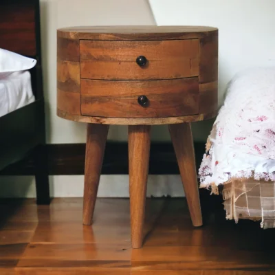 The Range Solid Wood Odyssey Oak-ish Tripod Bedside - Brown