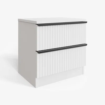 The Range White 2 Drawer Bedside Table Nightstand Ripple Effect Finish - White