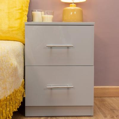 The Range All Gloss Bedside Cabinet - Grey Gloss