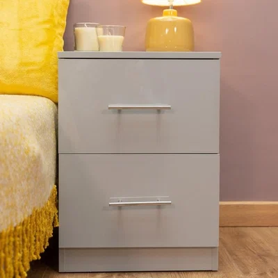 The Range All Gloss Bedside Cabinet - Grey Gloss