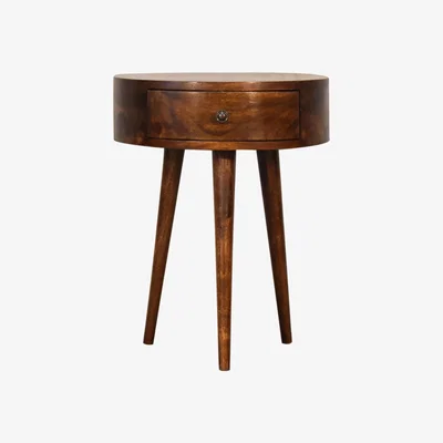 The Range Chestnut Semi Circle Wood Bedside Table - Chesnut
