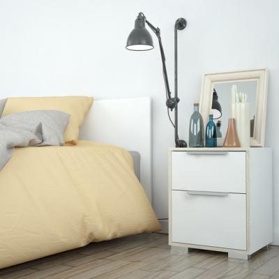 The Range Mia Bedside Two Drawers  - White and Oak