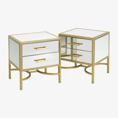 The Range Pack of 2 Venus Mirrored 2 Drawer Bedside Tables