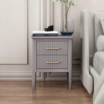 The Range Palau 2 Drawer Bedside Table - Grey