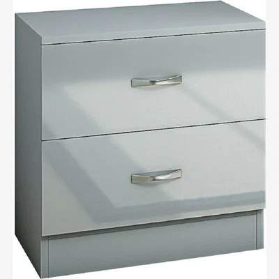 The Range Modern Gloss Front 2 Drawer Bedside - Grey