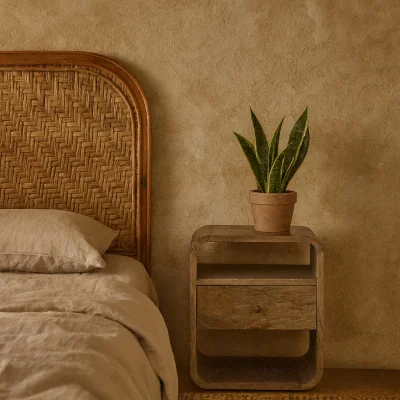 The Range Vitré Mango Wood Bedside Table with Drawer and Open Shelves - Brown