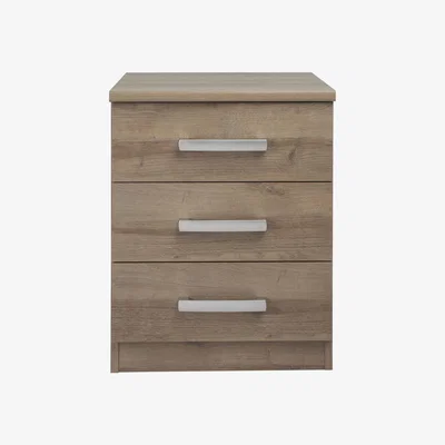 The Range Riviera Three Drawer Bedside Table - Medium Oak