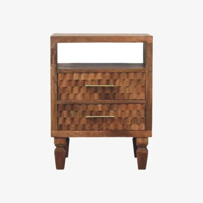 The Range Solid Wood Arno Bedside in Golden Teak - Brown