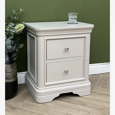 The Range Painted Light Grey 2 Drawer Bedside Cabinet - Grey