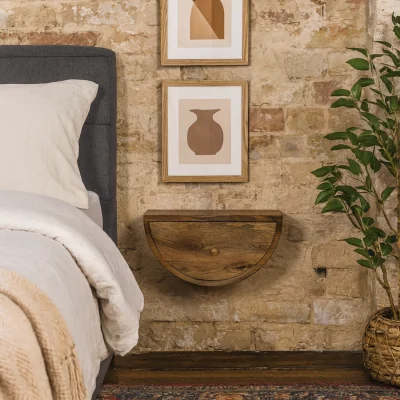 The Range Conques Chestnut Crescent Floating Bedside Table Mango Wood - Brown
