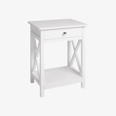 The Range MDF Bedside Table with X-Shaped Side Design - White
