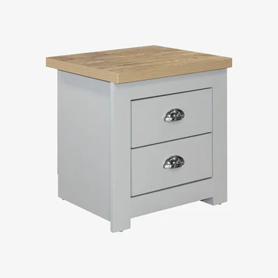 The Range Highgate 2 Drawer Bedside - Grey & Oak