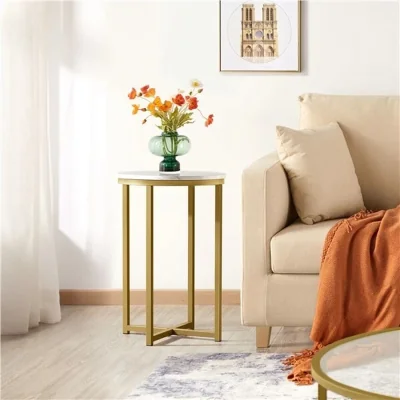 The Range Metal Frame Round Bedside Table - White