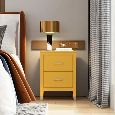 The Range Palazzi 2 Drawer Bedside Table - Mustard