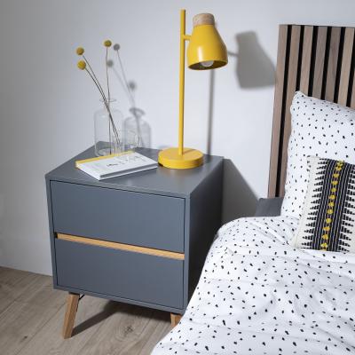 The Range Otto 2 Drawer Bedside Table - Grey