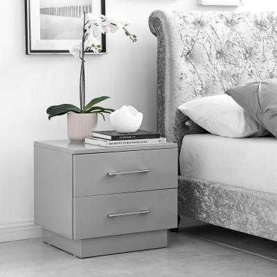 The Range Fossano High Gloss Bedside Table - Grey