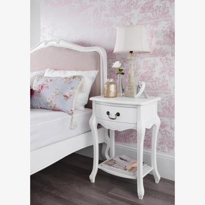 The Range Juliette French Bedside Table with Drawer - White