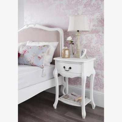 The Range Juliette French Bedside Table with Drawer - White