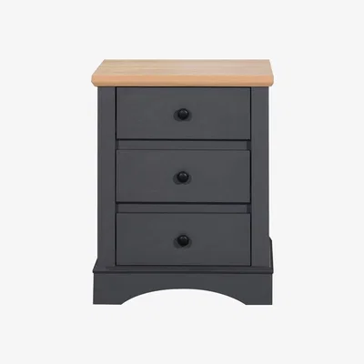 The Range Carden Bedside Table With Three Drawers - Dark Grey