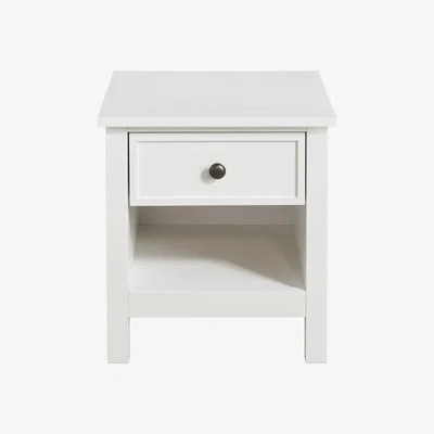 The Range Single Drawer Bedside Table with Changeable Handles - White