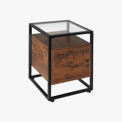 The Range Nightstand Dudley With 3 Shelves And Magnetic Door - Industrial Dark