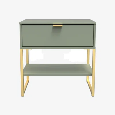The Range Diego Ready Assembled Single 1 Drawer Bedside Cabinet (Diego) - Reed Green