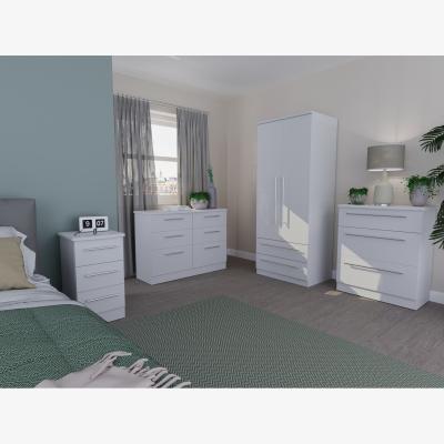 The Range Sherwood Ready Assembled SMART 2 Drawer Bedside Cabinet - Grey Matt
