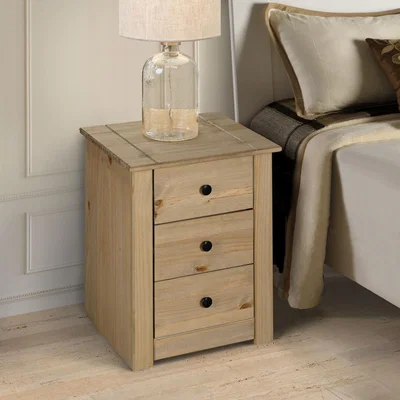 The Range Mews Panama 3 Drawer Bedside Table  - Brown