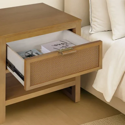 The Range Hatteras Bedside Table with Drawer and Open Shelf - Natural