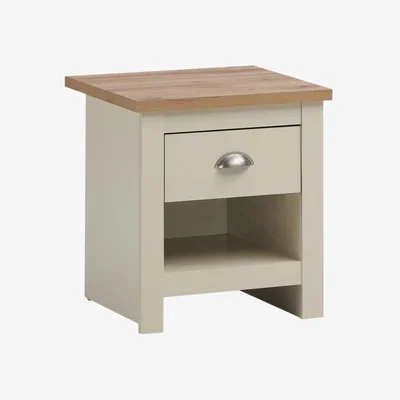 The Range Lisbon Nightstand with 1 Drawer - Cream
