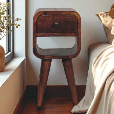 The Range Solid Wood Extra Mini Chestnut Curve Lower Bedside - Chestnut