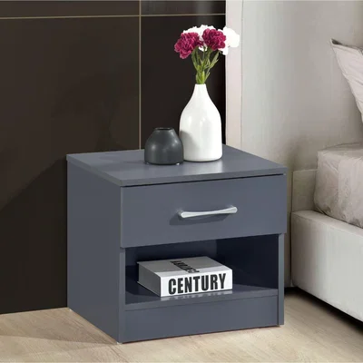 The Range Highbury 1 Drawer Open Shelf Bedside Table - Dark Grey