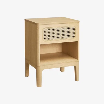 The Range Boho Rattan Bedside Table - Wood