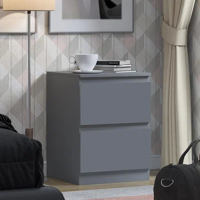 The Range 2 Drawer Dark Matt Grey Bedside Table Nighstand - Dark Matt Grey