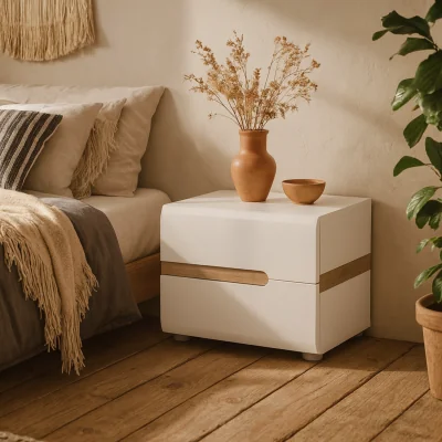 The Range Foxwhisk 2 Drawer Bedside Table and Truffle - White