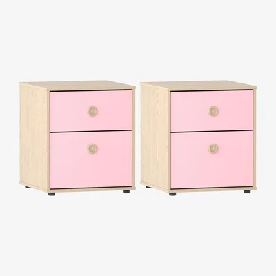 The Range 2 Neptune 2 Drawer Bedside Tables - Pink and Oak