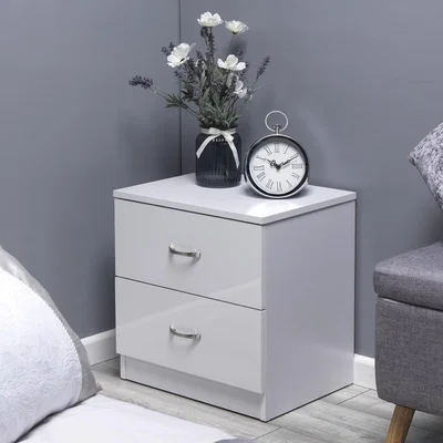 The Range Modern Gloss Front 2 Drawer Bedside - White