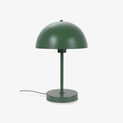 The Range Single Stem Bedside Table Lamp with Dome Lampshade with LED Bulb - Forest Green