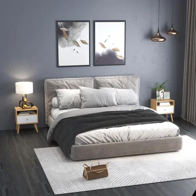 The Range Modern Bedside Table with Drawer and Shelf Modern Nightstands - Natural