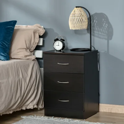 The Range HOMCOM Modern 3 Drawers Bedside Table - Black