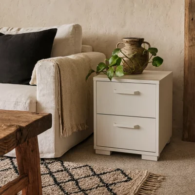 The Range Wyld Haus Stuttgart Gloss White 2-Drawer Bedside Table - White