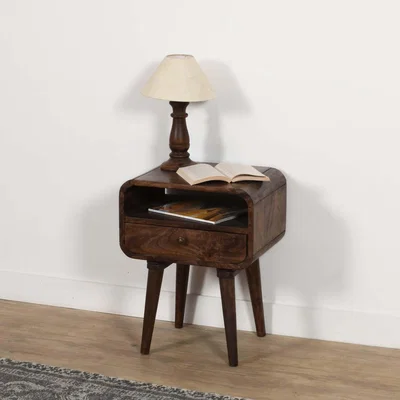 The Range Franklin Dark Mango Wood Bedside Table with Drawer - Wood