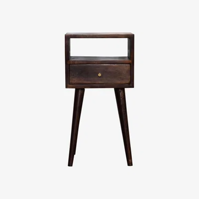 The Range Small Light Walnut Finish 1 Drawer Bedside Table With Open Slot - Brown