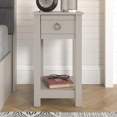 The Range Clovelly 1 Drawer Bedside Table - Light Grey