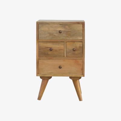 The Range Nordic Style 4 Drawer Multi Storage Bedside Table - Brown