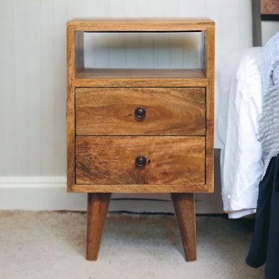 The Range Solid Wood Mini Oak-ish Classic Open Bedside - Brown