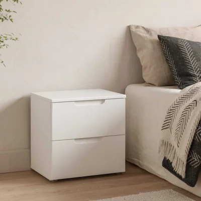 The Range Leipzig White Gloss Bedside Table, 2 Drawers - White