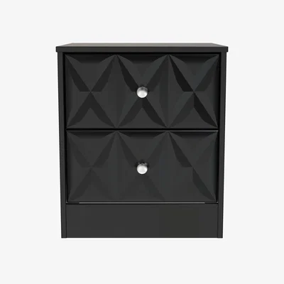 The Range San Jose Fully Assembled 2 Drawer Bedside Cabinet - Deep Black & Black Matt