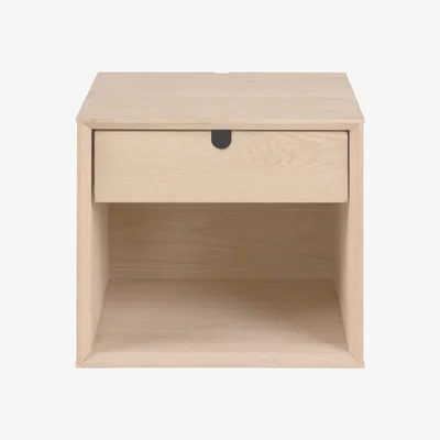The Range Century 1 Drawer Wall Mounted Bedside Table in White Oak - White Oak