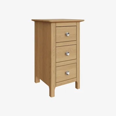 The Range Solid Oak 3 Drawer Slim Bedside Table Nightstand Bedroom Furniture - Natural Oak
